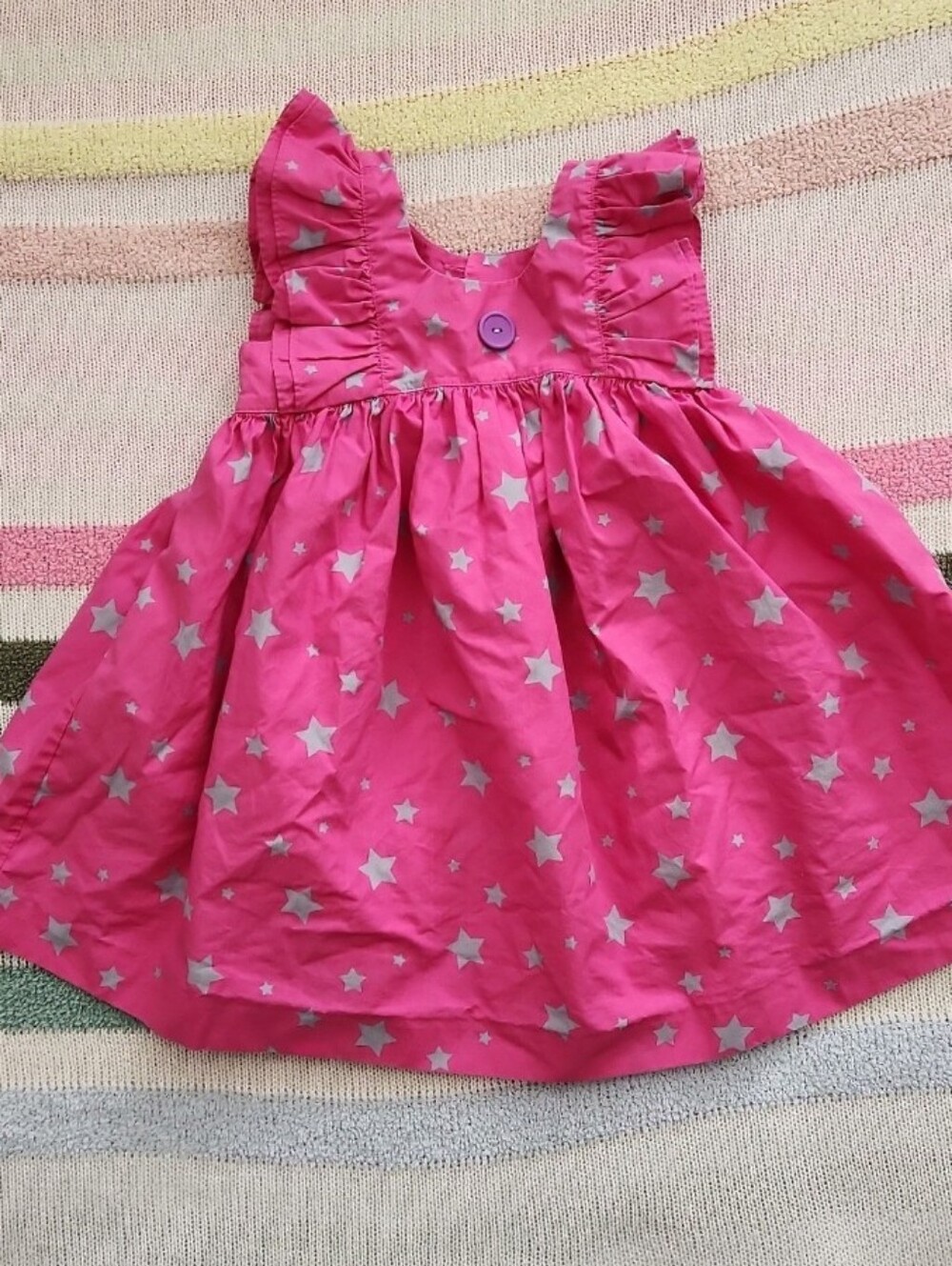 Eleanor Rose 3/4 Pink Star Print Smocked Brand Pinafore Dress 3t 4t